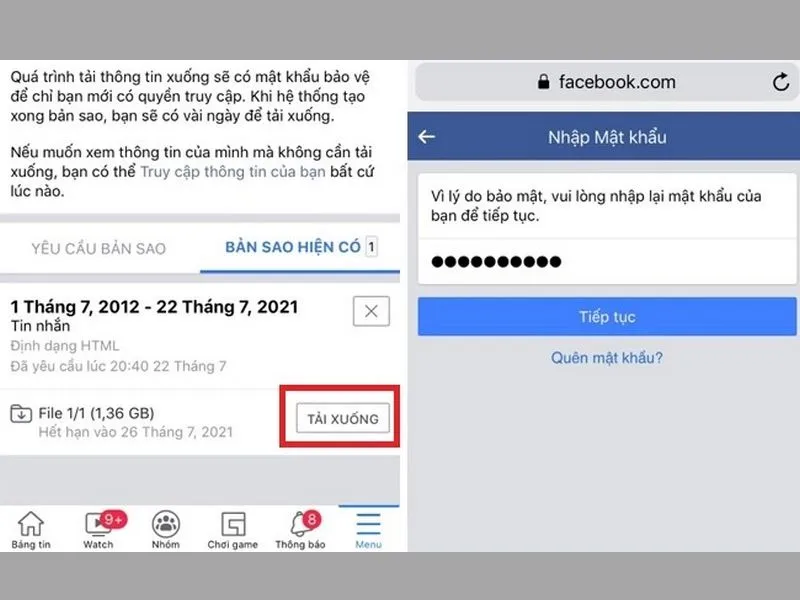Tải file tin nhắn đã tạo xong về máy
