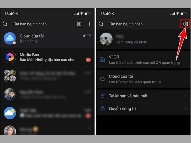 Biểu tượng răng cưa nằm ngay góc trái trên cùng, đó là mục cài đặt