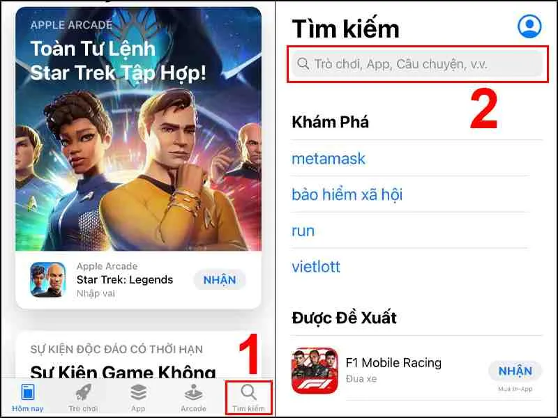 Nhập tên ứng dụng vào ô tìm kiếm để tìm
