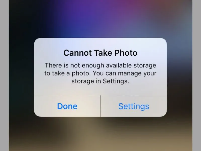 Không thể chụp ảnh do iPhone tràn bộ nhớ lưu trữ