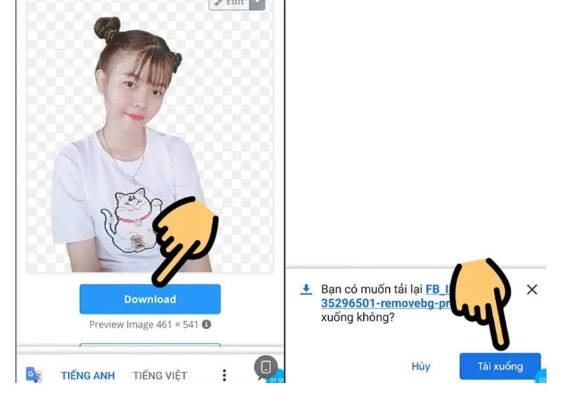Chọn vào mục “Download” để bắt đầu tải ảnh
