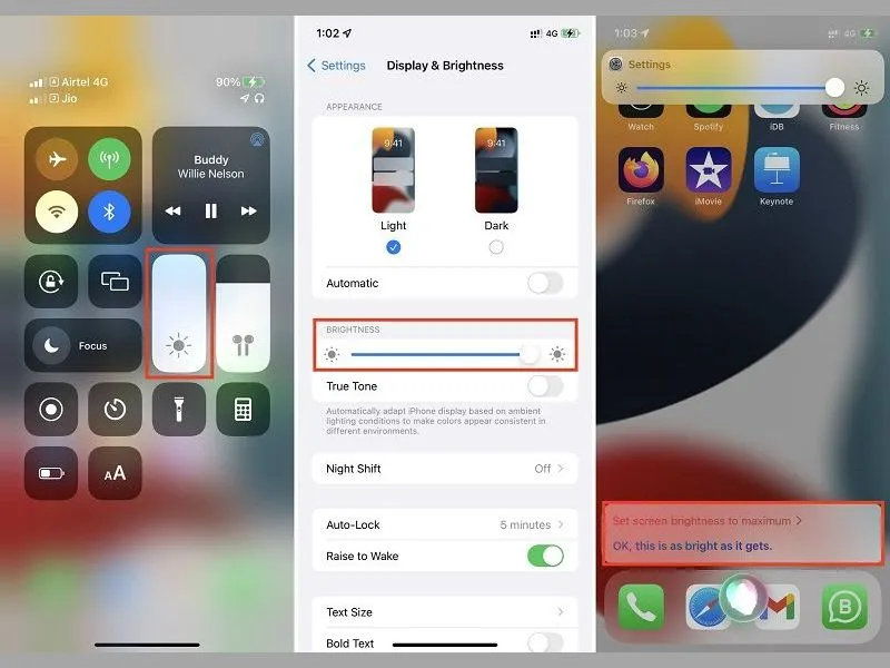 Cách làm mát iPhone qua giảm độ sáng màn hình
