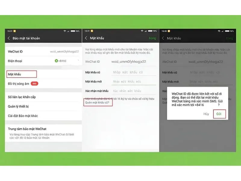 lay lai mat khau wechat bang id