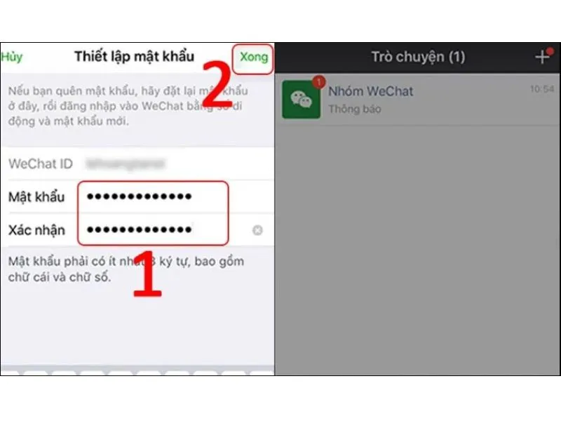 thiet lap mat khau moi cho wechat