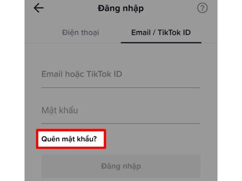 Mục “Quên mật khẩu”