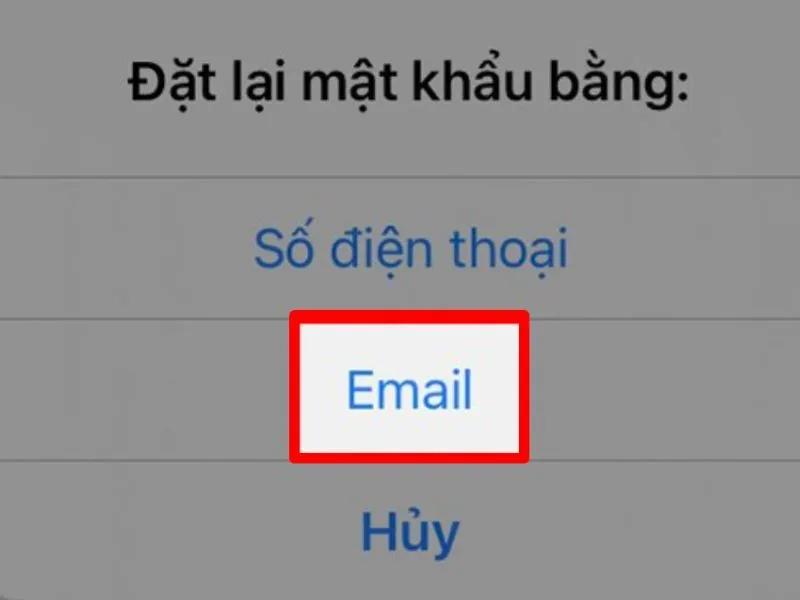 Chọn mục “Email”