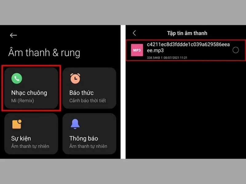 Cài đặt làm nhạc chuông điện thoại