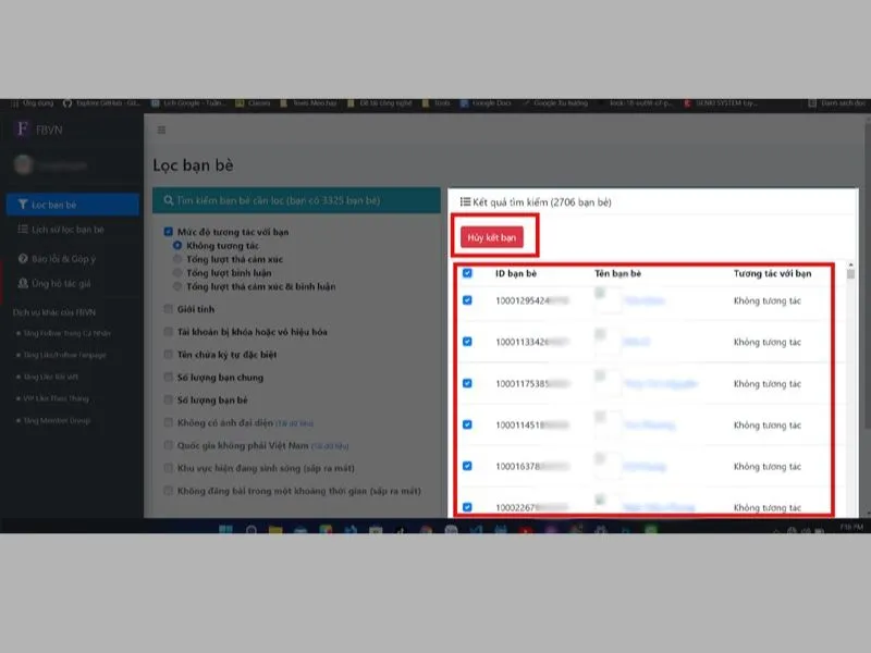 Hoàn tất cách lọc bạn bè trên FB