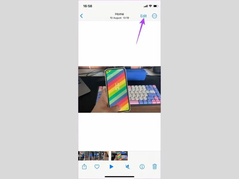 Chọn mục Edit ở phía góc trên bên phải màn hình