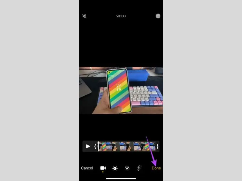 Chọn Done để hoàn thành Cách lọc tạp âm video trên iPhone