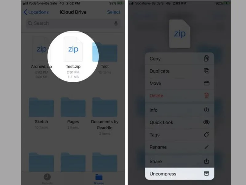 Cách mở file Zip trên iPhone bằng cách sử dụng ứng dụng “Tệp” 