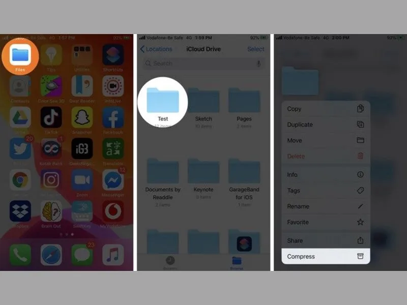 Nén file bằng ứng dụng “Tệp” trên iPhone