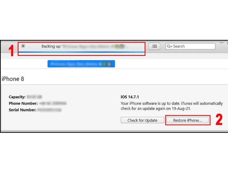 Nhấn nút “Restore” trên điện thoại