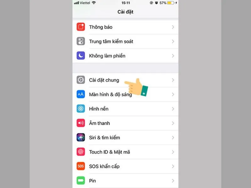 Thao tác mở phím tắt cho di động iPhone