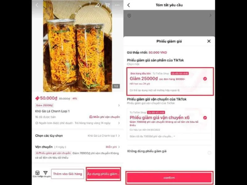 Áp mã giảm giá cho đơn hàng