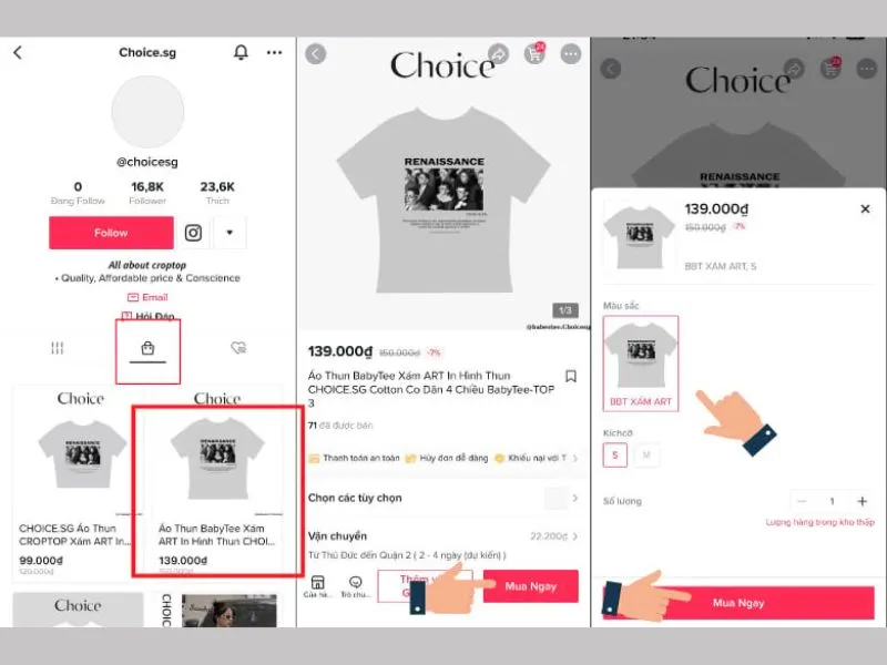 Cách mua hàng trên tiktok qua kênh bán hàng