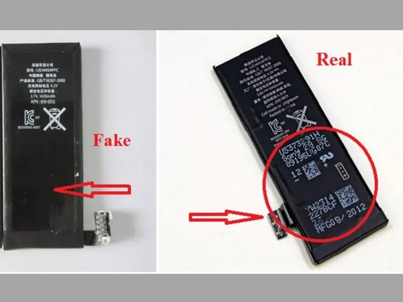 Cách nhận biết Pin iPhone chính hãng bằng ngoại hình Pin