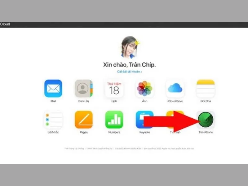 Vào mục tìm Iphone