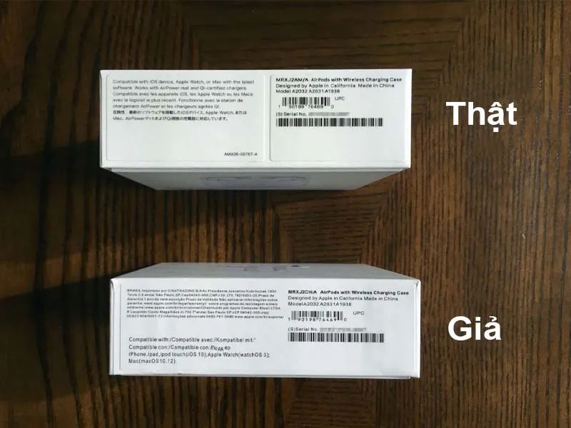 So sánh và Cách phân biệt Airpod thật và giả