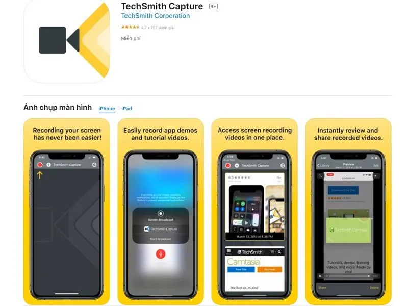 Quay màn hình iPhone 11 Pro Max dễ dàng bằng ứng dụng Techsmith Capture
