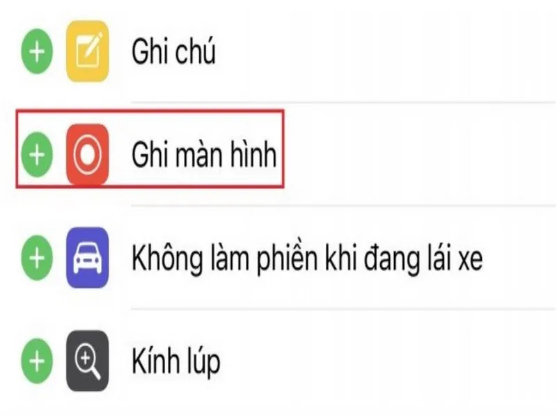 Nhấn chọn mục “Ghi màn hình”