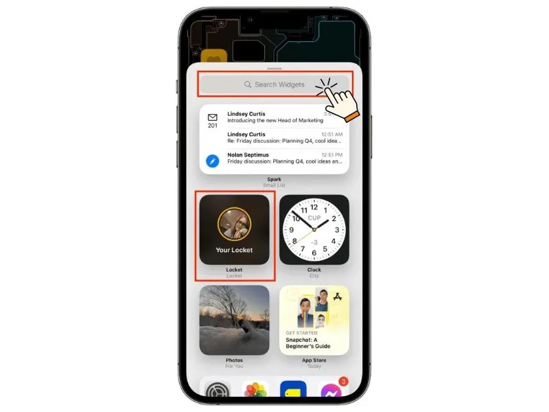 Cách quay Video trên Locket - Chọn mục Clock Widget