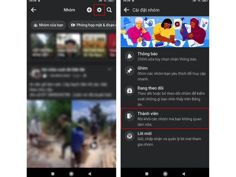 Chọn biểu tượng bánh răng