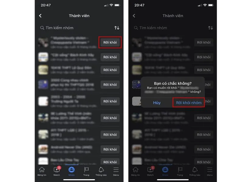 Cách rời nhóm trên Facebook hàng loạt hoàn tất