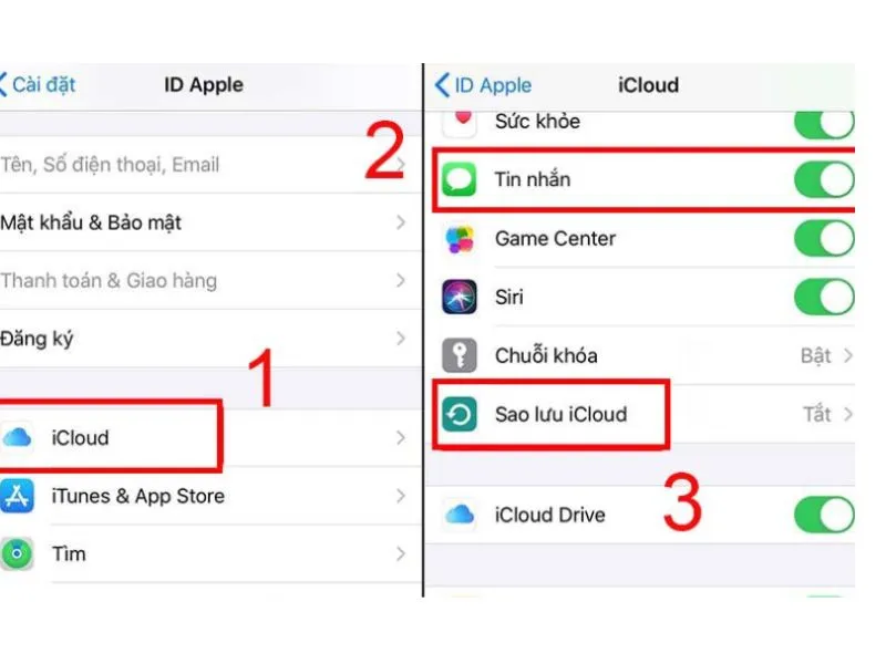 Cách sao lưu tin nhắn trên iPhone - zalo trên iPhone bằng iCloud