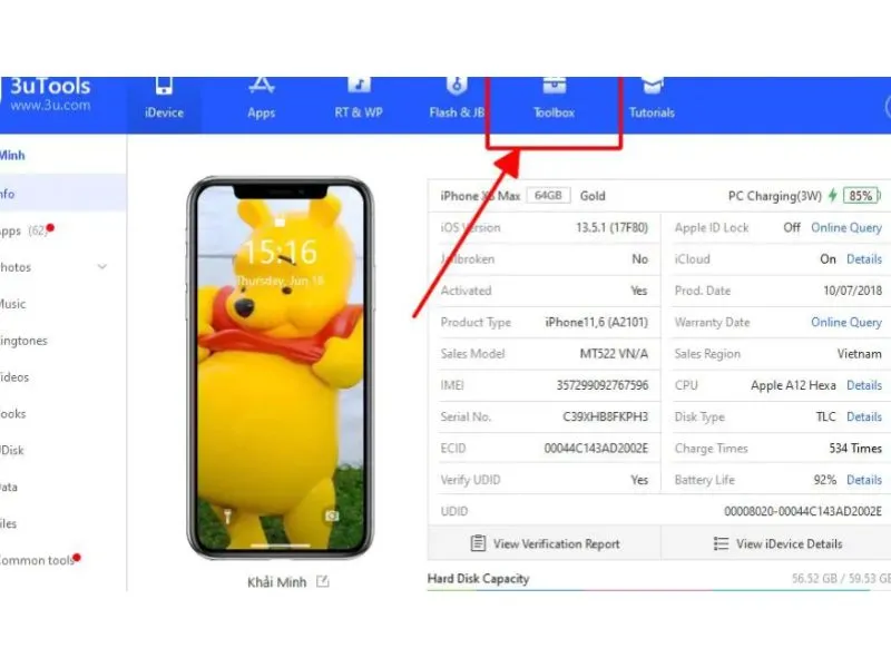 Cách sao lưu tin nhắn trên iPhone - Chọn mục “ToolBox”