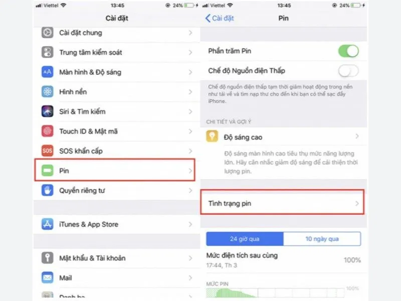 Kiểm tra tình trạng khi thay pin XS báo bảo trì