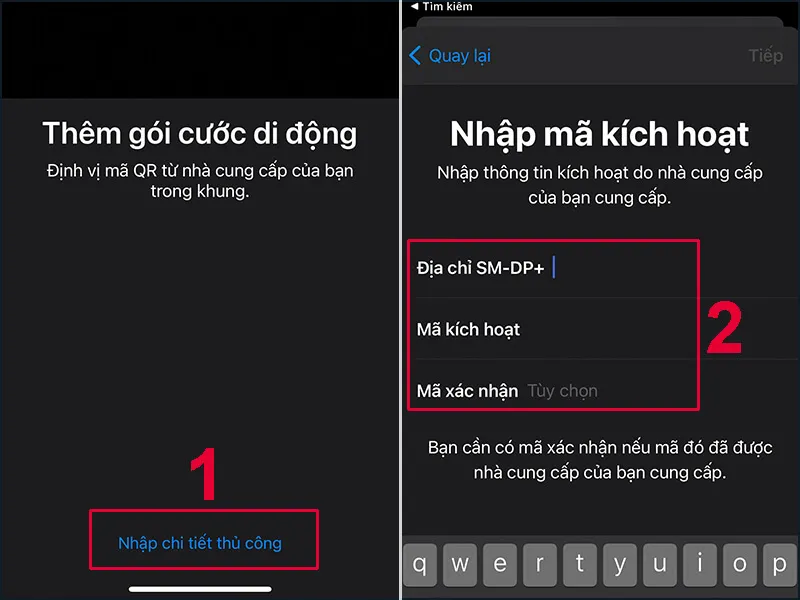 Quét mã QR hoặc nhập chi tiết thủ công