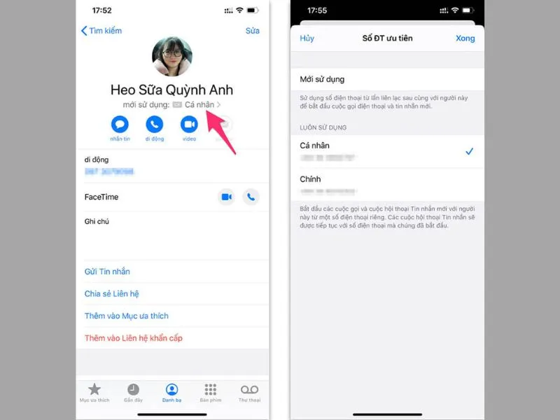 Thiết lập danh bạ điện thoại cho từng SIM tương ứng