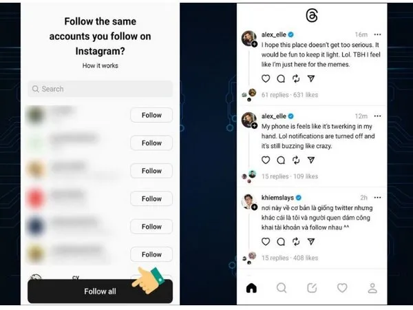 Cách sử dụng Threads Instagram - Chọn theo dõi một hoặc nhiều