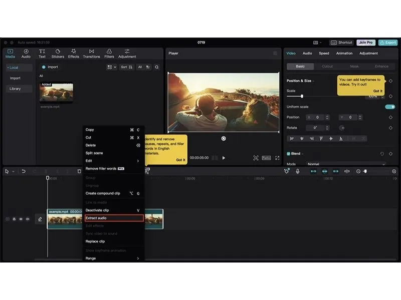 Cách tách âm thanh ra khỏi video trên capcut nhanh