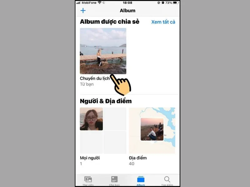 Bước 2 tải ảnh từ iCloud về iPhone bằng Album chia sẻ