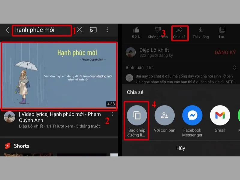 Lấy đường liên kết của Video từ Youtube để tải về iPhone