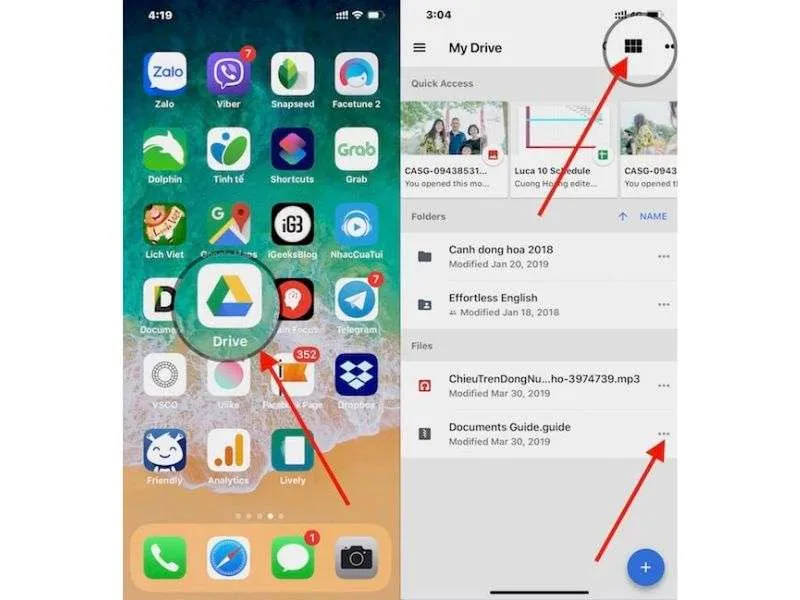 cac buoc tai file tu google drive ve iphone