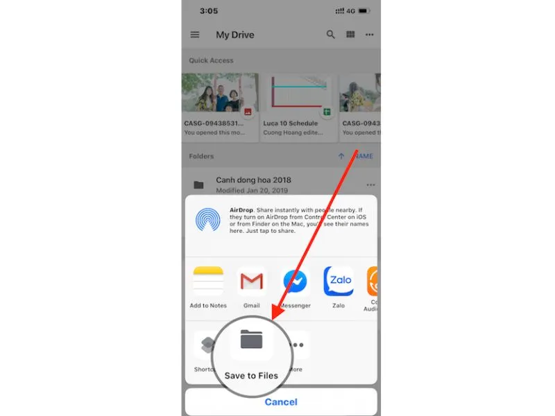 luu file tu google drive ve iphone
