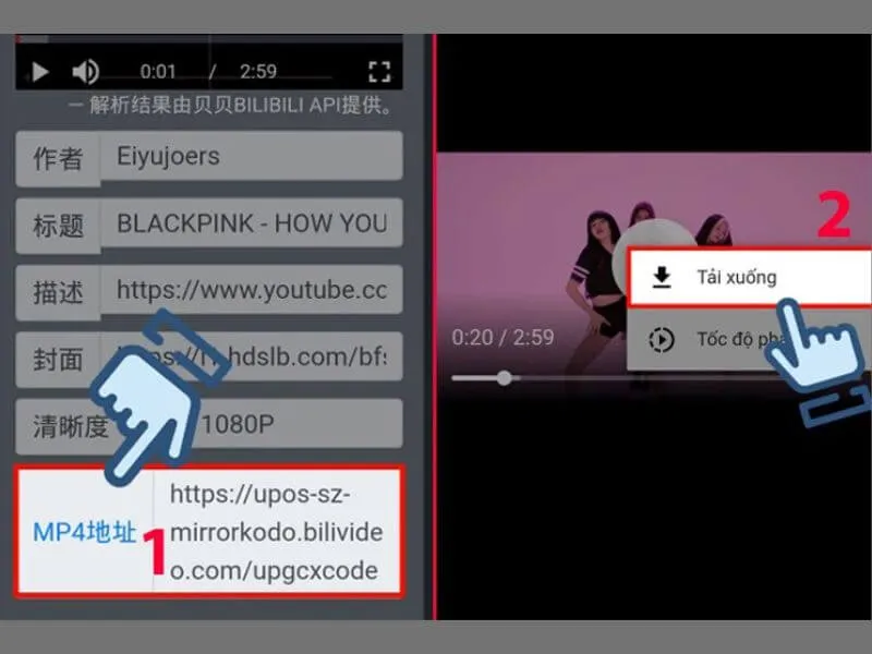 huong dan cach tai video bilibili ve dien thoai 