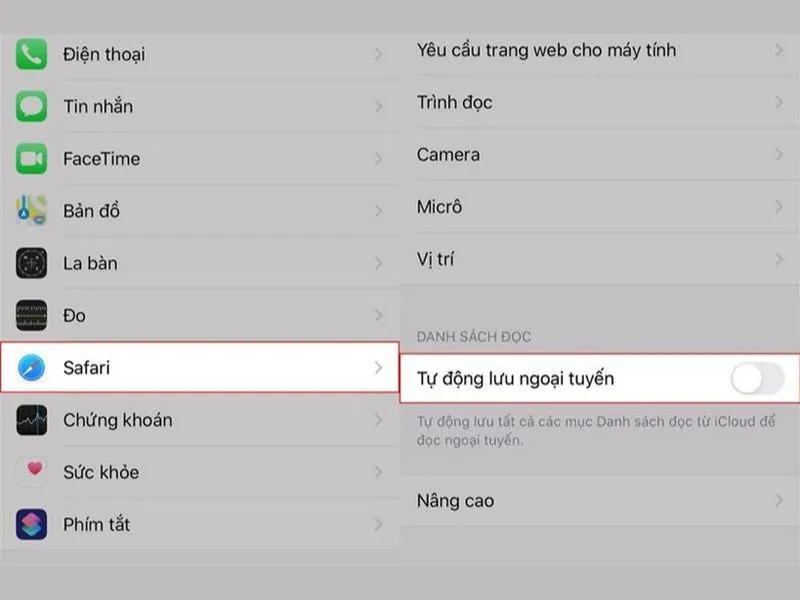 Tắt tính năng tự động lưu ngoại tuyến