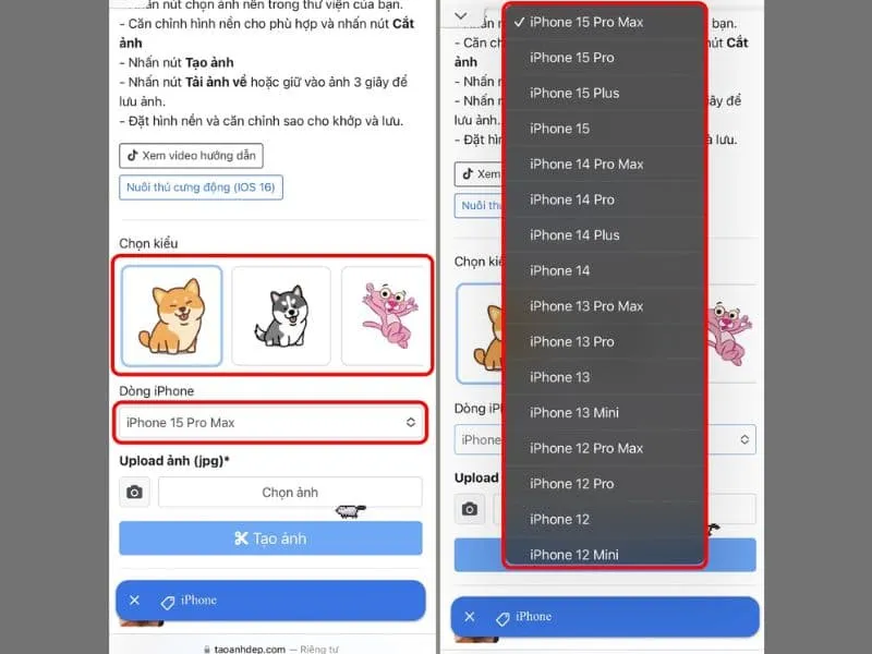 Cách tạo hình nền nuôi thú cưng trên iPhone và tạo kiểu thú cưng và chọn dòng iPhone