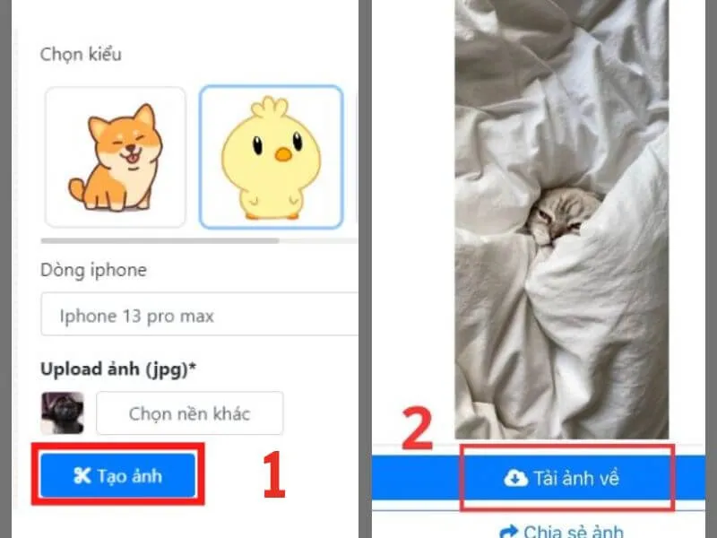 Nhấn Tạo ảnh > Chọn Tải ảnh về