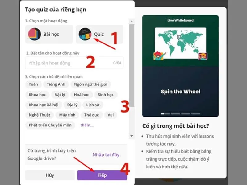 Cách tạo Quizizz trên điện thoại với bảng câu hỏi