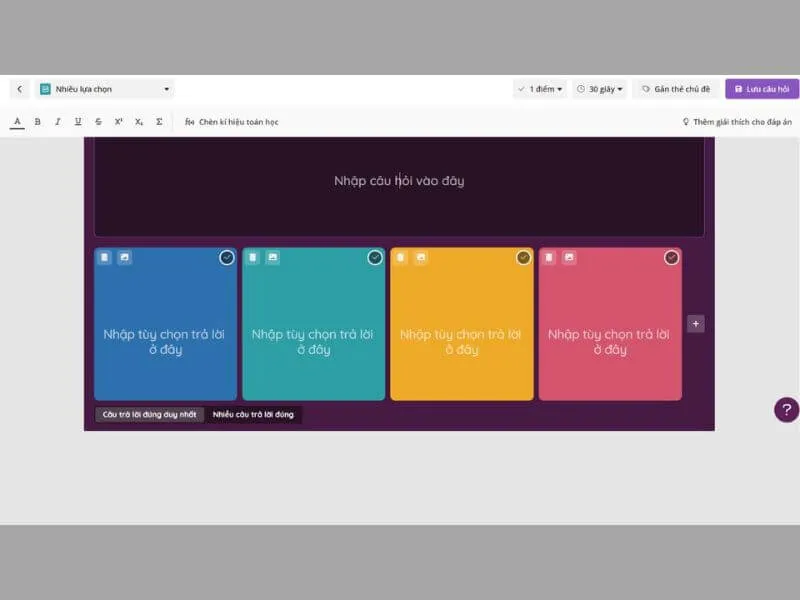 Cách tạo Quizizz trên điện thoại - Nhập câu hỏi và câu trả lời