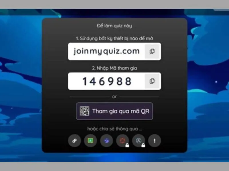 Nhập mã code để tham gia bài học 