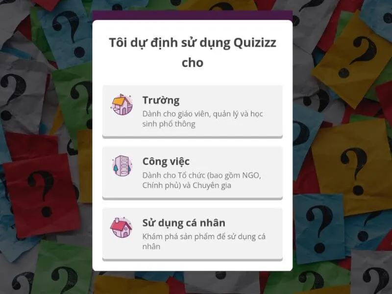 Lựa chọn chủ đề Quizizz tạo câu hỏi