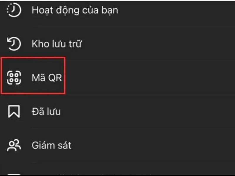 Chọn quét mã QR 