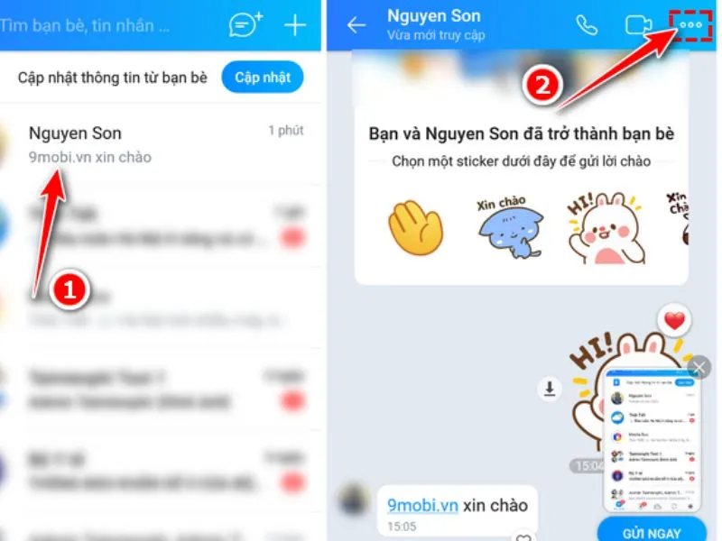 Cửa số tin nhắn trên Zalo