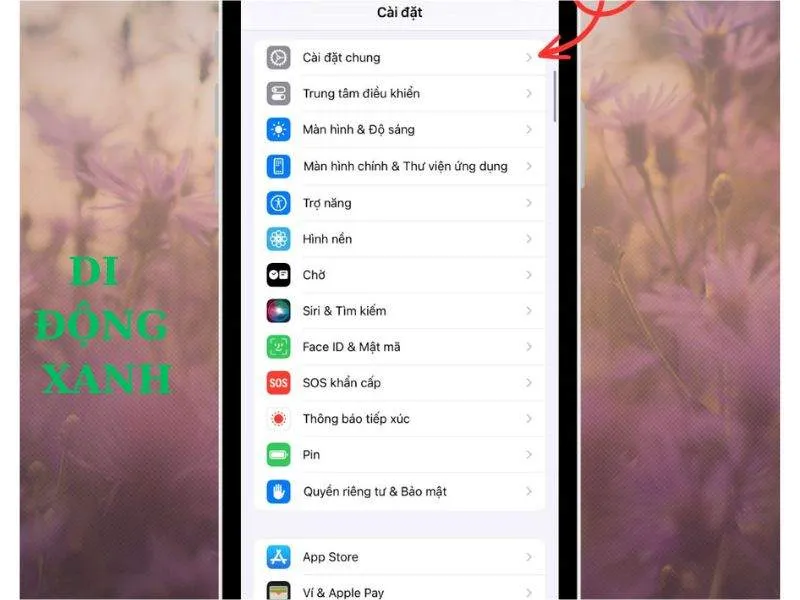 Cửa số mục “Cài đặt chung”